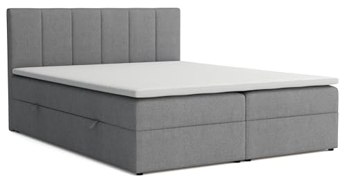 VENASI MÖBEL Lisa Boxspringbett mit Bettkästen H2/H3 Matratze und Topper (Grau, 140 x 200 cm) von VENASI MÖBEL