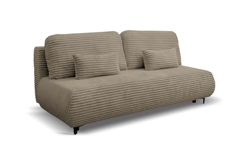 VENASI MÖBEL Polstersofa mit Schlaffunktion und Bettkasten Couch Sofa Cord Bettsofa Schlafsofa (braun) von VENASI MÖBEL