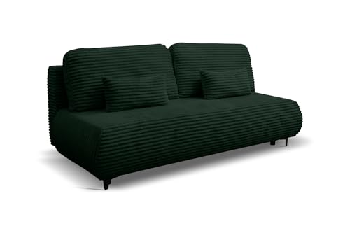 VENASI MÖBEL Polstersofa mit Schlaffunktion und Bettkasten Couch Sofa Cord Bettsofa Schlafsofa (grün) von VENASI MÖBEL
