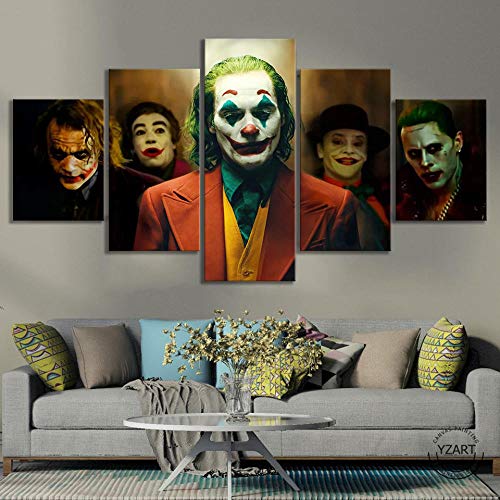 VENDISART,Leinwanddrucke,Modulare Wandkunst Wandaufkleber,5 Teiliges Wandbild,Joker 2019 Filmplakat,Mit Rahmen,Größe:M/B=150Cm,H=80Cm VENDISART,Leinwanddrucke,Modulare Wandkunst Wandaufkleber,5 Teiliges Wandbild,Joker 2019 Filmplakat,Mit Rahmen,Größe:M/B=150Cm,H=80Cm von VENDISART