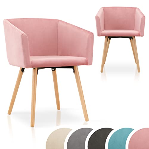 Esszimmerstühle, Küchenstühle, Polsterstühle aus Holz, moderne Wohnzimmerstühle mit Armlehne, gepolsterte holzbeine Schalenstühle aus Samt im 2er 4er 6er 8er Set Farben: Hellgrau Dunkelgrau Rosa Beige von VENDOMNIA