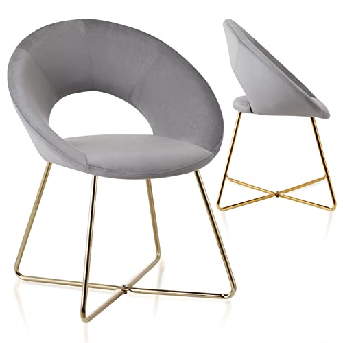 Esszimmerstühle, Küchenstühle, Polsterstühle aus Holz, moderne Wohnzimmerstühle mit Armlehne, gepolsterte holzbeine Schalenstühle aus Samt im 2er 4er 6er 8er Set Farben: Hellgrau Dunkelgrau Rosa Beige von VENDOMNIA