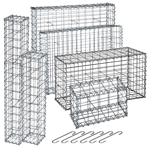 Gabionen - Drahtstärke 3.5 mm, mit Spiralverbindungen und Distanzhalter, verzinkter Stahl, Setwahl - Steinkörbe, Steinzaun, Steinkorb, Gabionenkörbe, Steingabionen, Drahtkorb Gabione, Zaun von VENDOMNIA