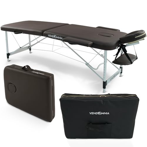 VENDOMNIA Mobile Massageliege - Aluminium mit 2 Zonen höhenverstellbar inkl. hochwertiger Kopfstütze Tasche Armlehnen - Farbwahl Klappbar, Massagetisch Massagebett Massagebank Behandlungsliege von VENDOMNIA