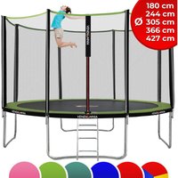 Trampolin - mit Sicherheitsnetz, Leiter, Randabdeckung, Ø 180, 244, 305, 366, 427 cm, Farbwahl - Outdoor und Indoor Gartentrampolin mit Zubehör, von VENDOMNIA