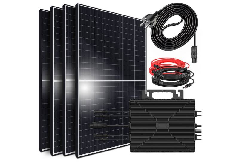 VENDOMNIA Balkonkraftwerk 1800W/2000W komplett Steckdose, (mit Astro Energy 2000W Wechselrichter - PV Solaranlage Komplettset - 4x 450W (1800W) Solarmodule - inkl. 5m Kabel - Bluetooth, WIFI) von VENDOMNIA