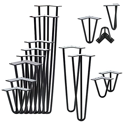 VENDOMNIA Hairpin Tischbeine - 4er Set, Metall, aus Stahl, 2 oder 3 Streben, Größenwahl, Schwarz - Haarnadel Möbelfüße, Hairpin Legs, Haarnadelbeine, Tischgestell, Tischkufen für Esstisch, Couchtisch VENDOMNIA Hairpin Tischbeine - 4er Set, Metall, aus Stahl, 2 oder 3 Streben, Größenwahl, Schwarz - Haarnadel Möbelfüße, Hairpin Legs, Haarnadelbeine, Tischgestell, Tischkufen für Esstisch, Couchtisch von VENDOMNIA