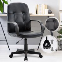 Vendomnia - Bürostuhl - ergonomisch, höhenverstellbar, mit Armlehnen und Rollen, aus Kunstleder, Schwarz - Schreibtischstuhl, Office Stuhl, von VENDOMNIA