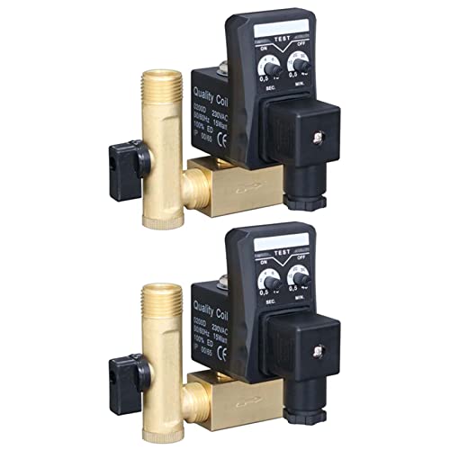 VENEKA 2 x 1,27 cm DN15 Elektrischer Timer Auto Wasserventil Magnetventil Elektronisches Ablassventil für Luftkompressor Kondensat von VENEKA