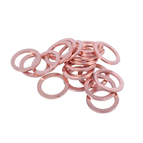 VENEKA 20 Stk 10mm x 14mm x 1 mm Kupfer Unterlegscheibe Dichtung Distanz Siegel von VENEKA
