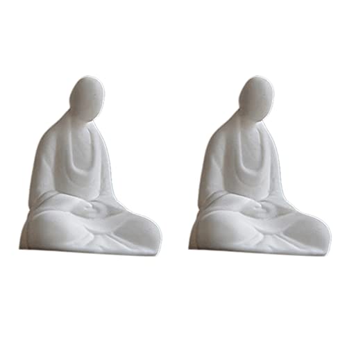 VENEKA 2X Mini Weiße Keramik Buddha Statue Meditierender MöNch Buddha Statue Stil Haus Dekoration VENEKA 2X Mini Weiße Keramik Buddha Statue Meditierender MöNch Buddha Statue Stil Haus Dekoration von VENEKA