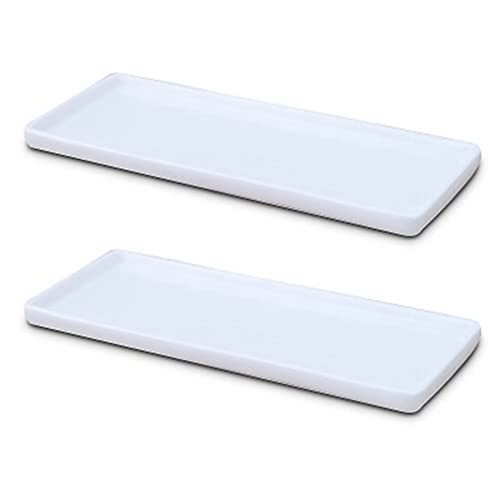 VENEKA 2X Rechteckige Keramik Schale Platte WeißEs Porzellan Rechteckige Platte Mund Wasser Tasse Tablett Badezimmer von VENEKA