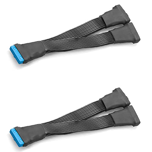 VENEKA 4 Stück Motherboard USB 3.0 19PIN Header 1 zu 2 Verlängerung Splitter Kabel,12cm 19Pin Internes Verlängerung Header Adapter Kabel von VENEKA
