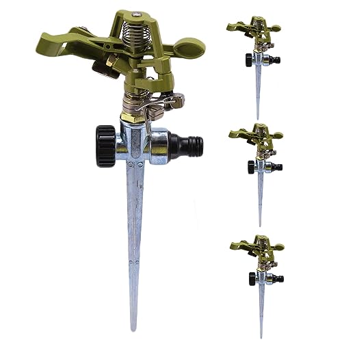 VENEKA 4 x Bewässerungssprinkler für Rasen, Garten, Hof, Golf, Gras, Metall, Impulsschlauch, Wassersprüher von VENEKA