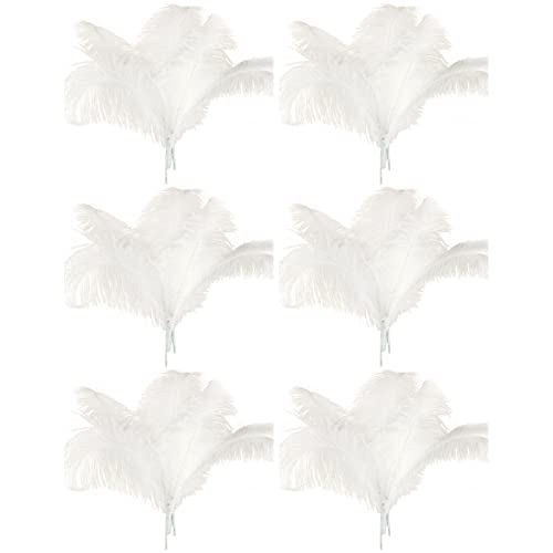 VENEKA 60 Stück Straußenfedern Natur Straußenfedern für Hochzeit Party Dekoration Weiß 45-50cm von VENEKA