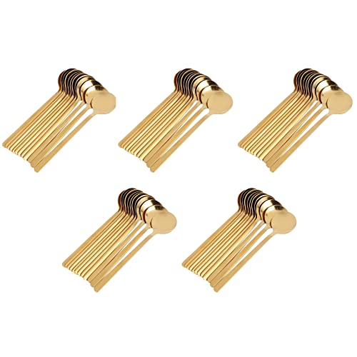 VENEKA 60 runde Kaffeelöffel aus Edelstahl, Mini-Teelöffel, Zucker, Dessertlöffel, Eiscreme, Suppenlöffel, Zubehör (Gold) von VENEKA