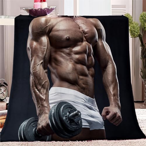 Bodybuilder-Muster Flauschig Weich Kuscheldecken 130x150cm, Herbst Winter Warme Flanelldecke für Bett und Couch, Drucken Flanelldecke als Sofadecke Wohndecke oder Tagesdecke von VENESS