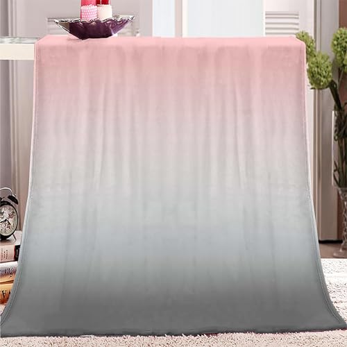 Farbverlauf Rosa Grau Kuscheldecke Weiche Flauschige Decke XXL 150x200 cm, Warmer Flanell Bettüberwurf, Ganzjahresdecke, Leichte Reisedecke - Fleecedecke als Sofadecke Bettdecke von VENESS