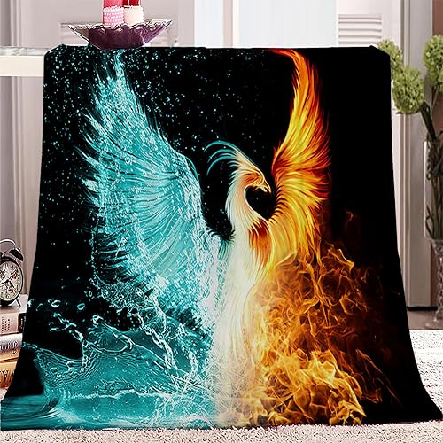 Flauschig Weich und Warme Flanelldecke für Bett&Couch 130 x 150 cm Wasserfeuer PhöNix Flanelldecke als Sofadecke Wohndecke oder Tagesdecke, Warme Decken für Herbst Winter von VENESS