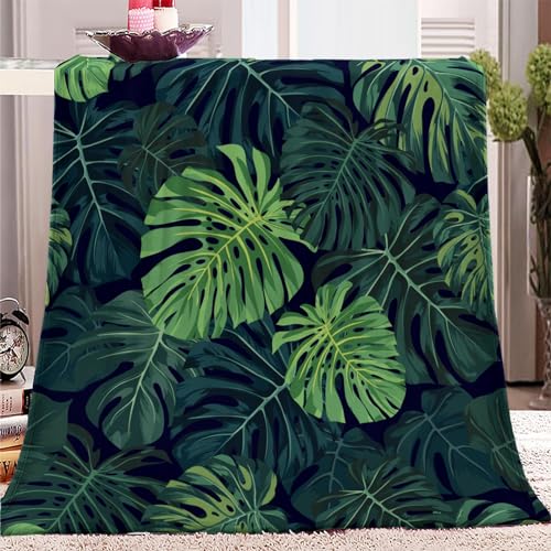 Flauschige Kuscheldecke Couch Decke XXL 180x200cm GrüN-Monstera-Druck Fleecedecke, Warmer Tagesdecke - Leichte Ganzjahresdecke, Decken für Sofa Bett, Weiche Decke Für Kinder und Erwachsene von VENESS