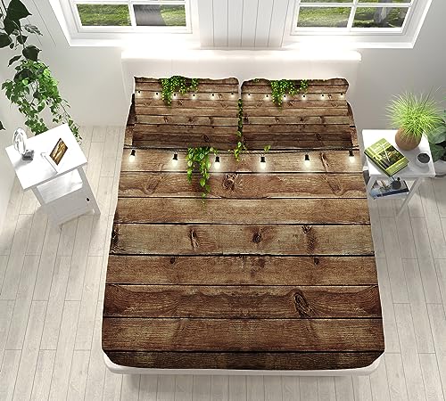 Holz-Rattan-Frischer Hintergrund Spannbettlaken 140x200 cm Weiche Mikrofaser Boxspringbett Bettlaken, Dekorativer Stoff Spannbetttuch, Rund-um Elastischem Gummizug, für Matratzen von 5-30 cm von VENESS