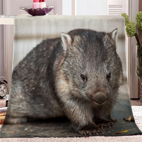 Kuscheldecken Sofaüberwurf Weiche Flauschige Decke 150x200 cm Tierisches Wombat-Muster für Bett und Couch, Tagesdecke - Gemütliche Flanelldecke, Warme Decken für Herbst Winter von VENESS