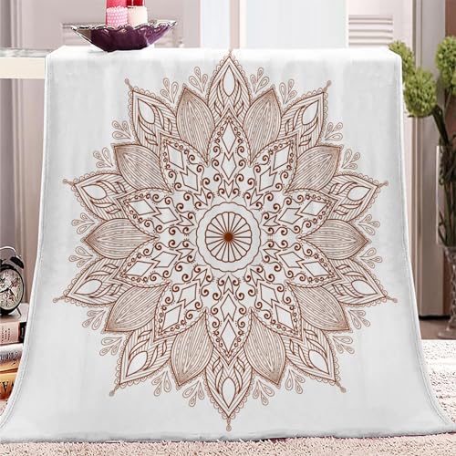 Kuscheldecken Sofaüberwurf Weiche Flauschige Decke 180x200cm Design Im Mandala-Stil für Bett und Couch, Tagesdecke - Gemütliche Flanelldecke, Warme Decken für Herbst Winter von VENESS