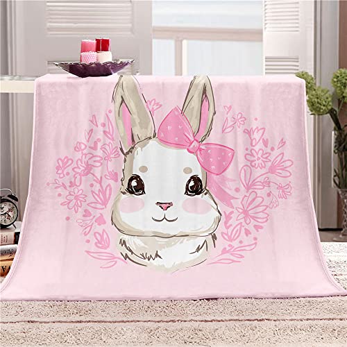 VENESS Kuscheldecken Rosa süßer Hase 3D Hundedecke superweich für Couch Sofa Überwurf Decke Plüsch gemütlich Büro Nickerchen Flugreisen Decke 130x150 cm von VENESS