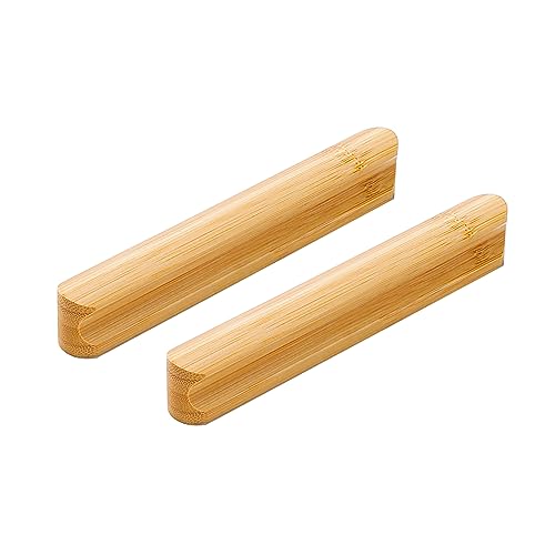 2 Stück Bambus Schrankgriffe Handpolierte Möbelgriffe Schubladenknöpfe Massivholz Küchengriffe aus Natürlichen Materialien (Hole Distance 128mm) von VENEST