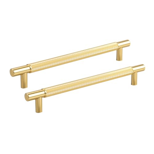 Gestreifte Möbelgriffe 2 Stück Schrankgriffe aus Aluminiumlegierung Goldene Kleiderschrankgriffe Solide Küchenschrankgriffe Goldene Schubladengriffe (Hole Distance 448mm) von VENEST