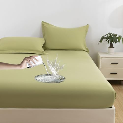 VENIES wasserdichte Matratzenauflage 100 x 200 cm Inkontinenz Spannbettlaken mit Rundumgummiband Bettlaken für boxspringbett Topper Matratze bis 30cm Grün VENIES wasserdichte Matratzenauflage 100 x 200 cm Inkontinenz Spannbettlaken mit Rundumgummiband Bettlaken für boxspringbett Topper Matratze bis 30cm Grün von VENIES