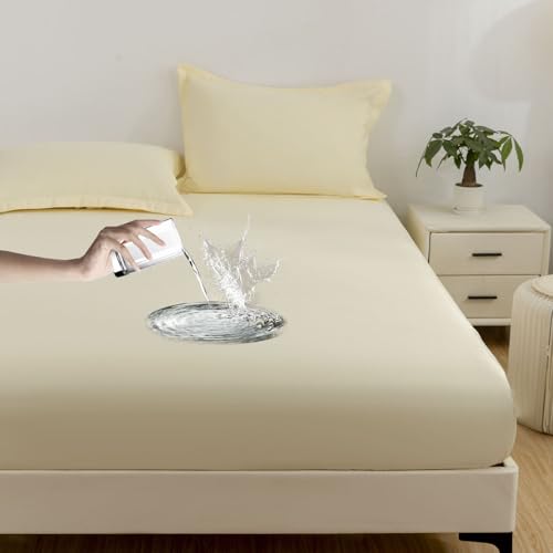 VENIES wasserdichte Matratzenauflage 100 x 200 cm Inkontinenzauflage, Wasserdichter Matratzenbezug-Schutz Nässeschutz Bettlaken für boxspringbett Topper Matratze bis 30cm Hellgelb VENIES wasserdichte Matratzenauflage 100 x 200 cm Inkontinenzauflage, Wasserdichter Matratzenbezug-Schutz Nässeschutz Bettlaken für boxspringbett Topper Matratze bis 30cm Hellgelb von VENIES