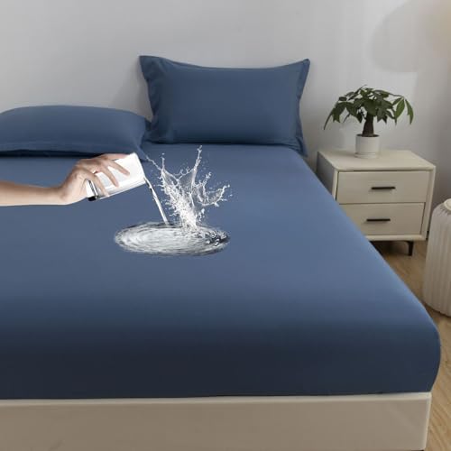 VENIES wasserdichte Matratzenauflage 100 x 200 cm Inkontinenzauflage, Wasserdichter Matratzenbezug-Schutz Nässeschutz Bettlaken für boxspringbett Topper Matratze bis 30cm Tiefblau VENIES wasserdichte Matratzenauflage 100 x 200 cm Inkontinenzauflage, Wasserdichter Matratzenbezug-Schutz Nässeschutz Bettlaken für boxspringbett Topper Matratze bis 30cm Tiefblau von VENIES
