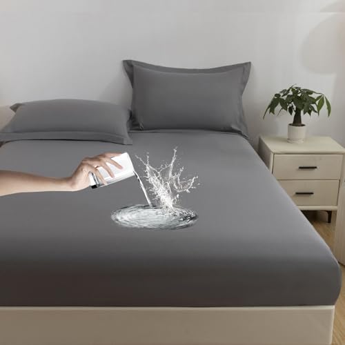 VENIES wasserdichte Matratzenauflage 100 x 200 cm Inkontinenzauflage Rundumgummi Atmungsaktiv Rundumbezug Bezug Bettlaken für boxspringbett Topper Matratze bis 30cm Hellgrau VENIES wasserdichte Matratzenauflage 100 x 200 cm Inkontinenzauflage Rundumgummi Atmungsaktiv Rundumbezug Bezug Bettlaken für boxspringbett Topper Matratze bis 30cm Hellgrau von VENIES