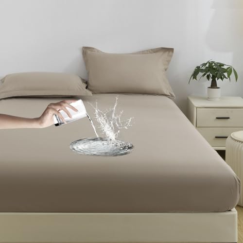 VENIES wasserdichte Matratzenauflage 100 x 200 cm Spannbettlaken, Atmungsaktive Wasserundurchlässiger Matratzen-Schutz Nässeschutz Bettlaken für boxspringbett Topper Matratze bis 30cm Khaki VENIES wasserdichte Matratzenauflage 100 x 200 cm Spannbettlaken, Atmungsaktive Wasserundurchlässiger Matratzen-Schutz Nässeschutz Bettlaken für boxspringbett Topper Matratze bis 30cm Khaki von VENIES