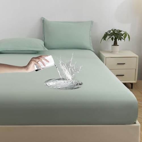 VENIES wasserdichte Matratzenauflage 100 x 200 cm Spannbettlaken Atmungsaktiv Inkontinenzunterlage Waschbar Bettlaken für boxspringbett Topper Matratze bis 30cm Blau und grün VENIES wasserdichte Matratzenauflage 100 x 200 cm Spannbettlaken Atmungsaktiv Inkontinenzunterlage Waschbar Bettlaken für boxspringbett Topper Matratze bis 30cm Blau und grün von VENIES