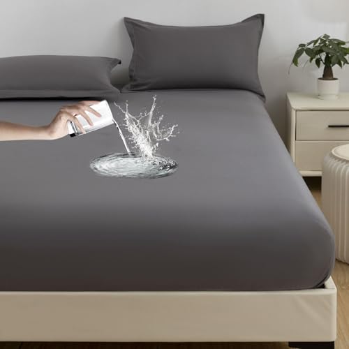 VENIES wasserdichte Matratzenauflage 100 x 200 cm spannbettlaken, Atmungsaktive Matratzenauflage, Inkontinenzauflage Bettlaken für boxspringbett Topper Matratze bis 30cm grau VENIES wasserdichte Matratzenauflage 100 x 200 cm spannbettlaken, Atmungsaktive Matratzenauflage, Inkontinenzauflage Bettlaken für boxspringbett Topper Matratze bis 30cm grau von VENIES