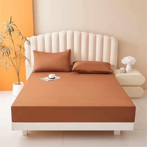 VENIES wasserdichte Matratzenauflage 160 x 200 cm Spannbettlaken Atmungsaktiv Inkontinenzunterlage Waschbar für Boxspringbett Topper Matratze bis 30cm braun von VENIES