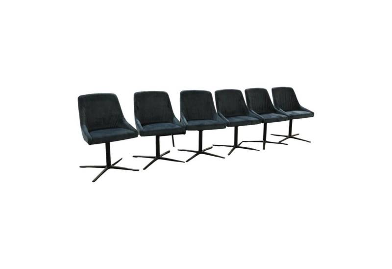 VENJAKOB Essgruppe 6er Set Stuhl Lani Stoff Dubai Petrol Blau Gestell Metall von VENJAKOB