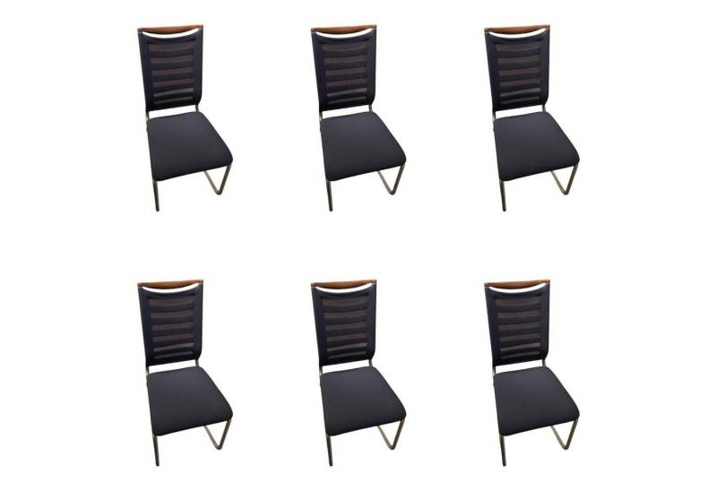 VENJAKOB Essgruppe 6er Set Stuhl Lilli Stoff Tritex Titan Blau Kopfstück von VENJAKOB