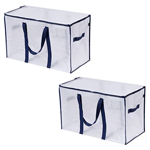 VENO 102 Liter Große Aufbewahrungstasche, Aufbewahrungsbox mit Deckel, Starke Griffe Umzugstaschen mit Reißverschlüssen, Alternative Umzugskartons, Faltbare Kleideraufbewahrung (Transparent, 2er Pack) von VENO