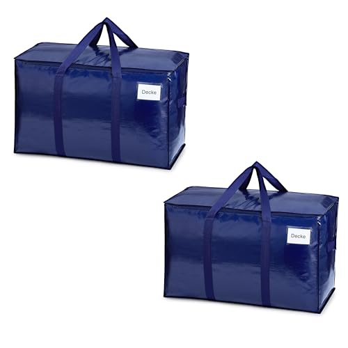 VENO 2 Stück Extra Große Aufbewahrungstasche, Reisetaschen mit Deckel, starke Griffe, Reißverschlüssen, strapazierfähig Umzugsbox-Alternative, Kleideraufbewahrung (Blau, 2er Pack) von VENO