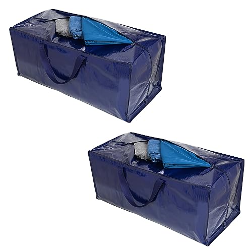 VENO 87 Liter extra große Umzugstaschen mit Rucksackgurten, Umzugshelfer, starke Griffe und Reißverschlüsse, Kleideraufbewahrung, Wäschesäcke, wiederverwendbar und nachhaltig (Blau, 2er-Pack) von VENO