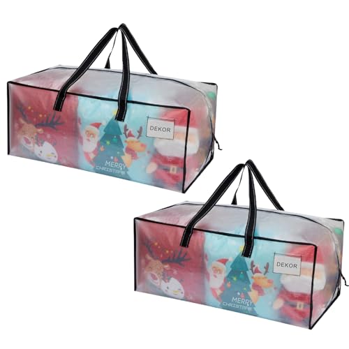 VENO 2 Stück extra große Umzugstaschen mit starke Griffe und Reißverschlüsse Faltbare Aufbewahrungstasche Kleideraufbewahrung Wäschesäcke für Bewegen, Reisen, Camping (Transparent, 2er-Pack) von VENO
