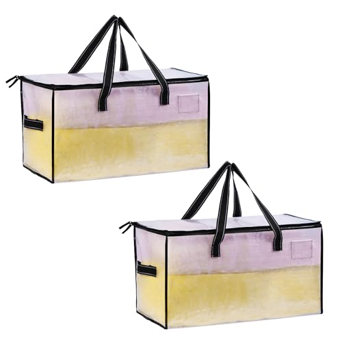 VENO Umzugstaschen, Bettdecken- und Decken-Aufbewahrungstaschen für Schrank, Umzugskartons, Boxen mit Deckel, Alternative, College-Wohnheim-Verpackungszubehör, faltbare robuste Tragetasche mit Fenster von VENO