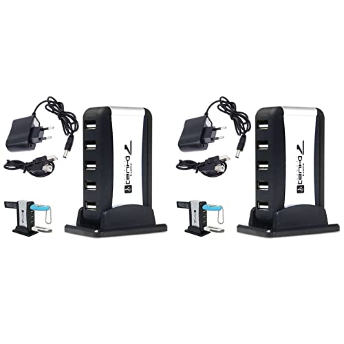 VENOAL 2X Eu Stecker Externer Hub 7 USB 2.0 Anschluesse mit Multi-Sockel Strom Versorgungsschlitz fuer Notizbuch Pc von VENOAL