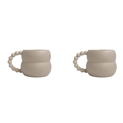 VENOAL 2 x Keramikbecher, niedliche Kaffeetasse, nordische Heimdekoration, handgefertigte Kunst, Milch, Tee, Zuhause, Trinkgeschirr, Paar B von VENOAL