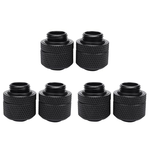 VENOAL Wasserkühlungsarmaturen, G1/4-Außengewinde, Pagode für 9,5 x 12,7 mm, weiches Rohr, Computer-Kühlsystem-Anschluss, schwarz, 6 Stück von VENOAL