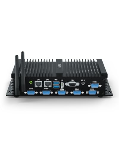 VENOEN Mini PC lüfterlos mit 6X RS232 COM, Mini Computer Industrie PC Core i7 8550U, 16GB RAM 512GB SSD, Dual LAN, HD/VGA, WiFi, lüfterlose Industrie Computer Windows 11, Auto Power On von VENOEN