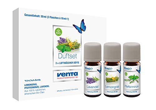 Venta 6044200 Bio-Duftset Exklusiv N°2 (Lavendel, Lemongras und Pfefferminze), 100 % natürliche ätherische Bio-Öle, 3 x 10 ml von VENTA